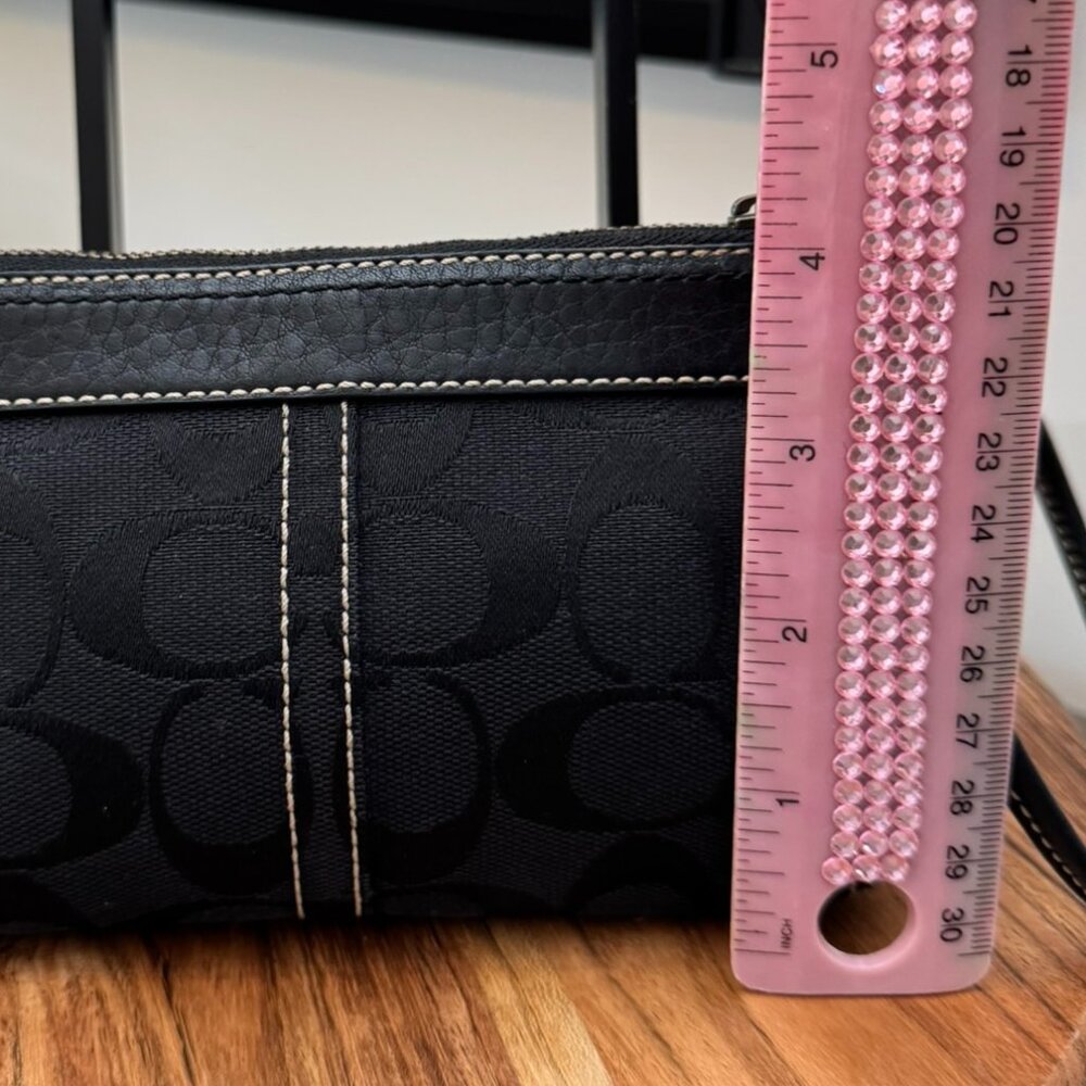 Coach Signature C Black Jacquard Wristlet Clutch — Detachable Strap, Zip-Top - Picture 9 of 9